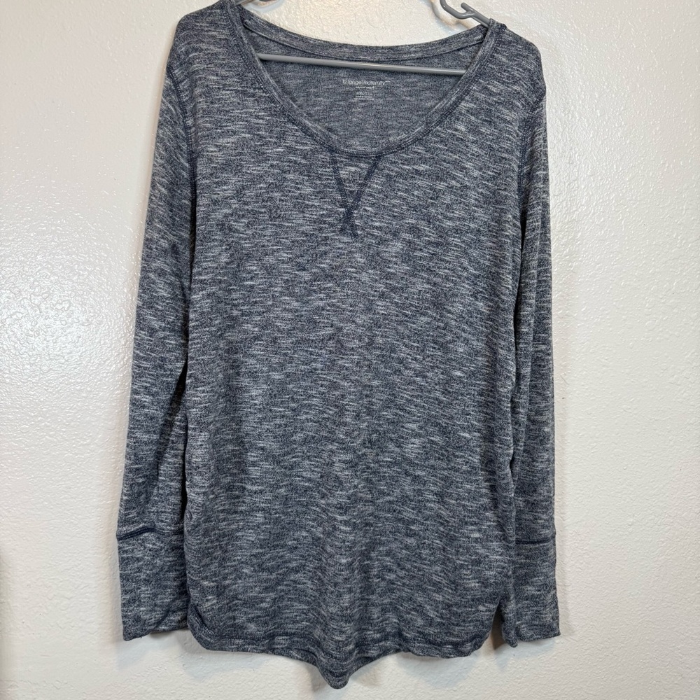Liz Lange Maternity Long Sleeve Heathered Navy Shirt Size XXL